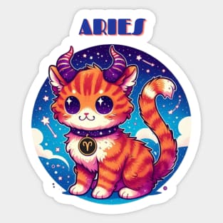 Aries Zodiac Cat Sticker